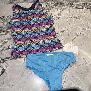 Lands End Girls Small (6/7) Tankini Shells Swimsuit NEW